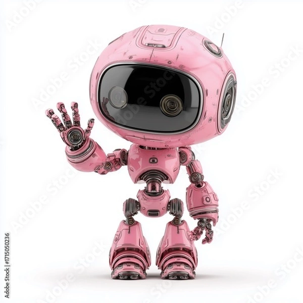 Obraz Pink robot waving hand
