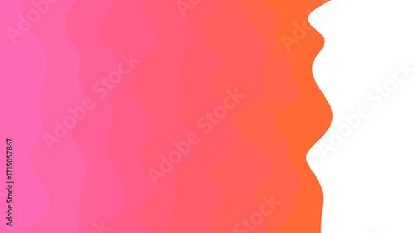 Fototapeta Vibrant abstract background featuring a smooth gradient from pink to orange, with a dynamic wavy white edge and copy space for modern design.