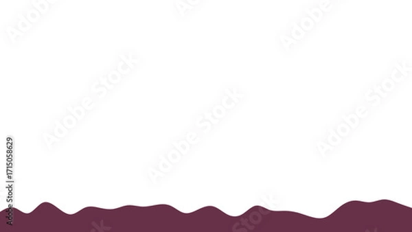 Fototapeta Wavy organic dark maroon shape creating a minimalist border on a clean white background. Ideal for graphic design, product presentations, or elegant branding with ample copy space.