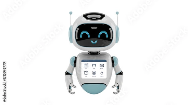 Fototapeta Friendly assistant robot with digital interface offering modern tech solutions for your business needs