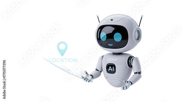 Fototapeta Futuristic AI robot pinpoints location with advanced technology for seamless navigation solutions