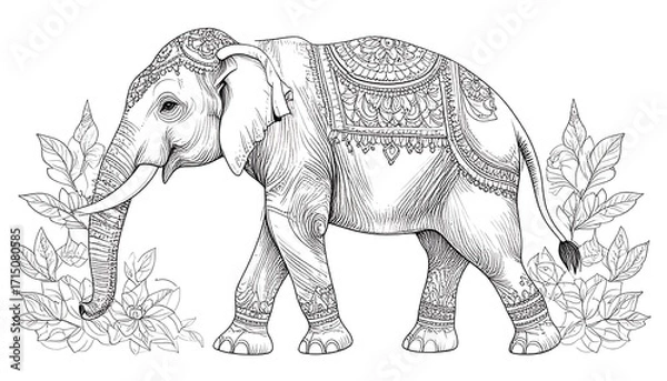 Fototapeta Elegant elephant design with intricate ornate details