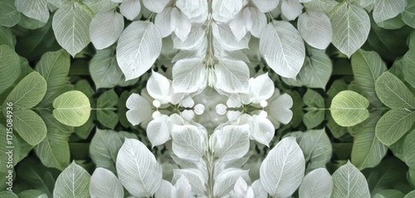 Fototapeta Symmetrical Green and White Leaf Pattern