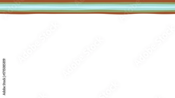 Fototapeta Abstract striped pattern in earthy brown, green, and blue hues, creating a calming, natural border. Ideal for backgrounds, designs, or decorative accents.