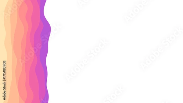 Fototapeta Vibrant abstract background featuring a wavy vertical gradient of orange, pink, and purple, with ample white copy space for modern design.