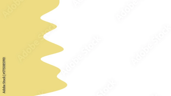 Fototapeta Abstract light yellow wavy shape on a crisp white background, creating a soft, fluid border for creative graphic design, presentations, and branding.