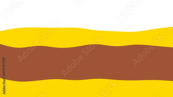 Fototapeta Abstract background featuring dynamic wavy layers of pure white, bright yellow, and warm brown, ideal for modern designs, web elements, or presentations.