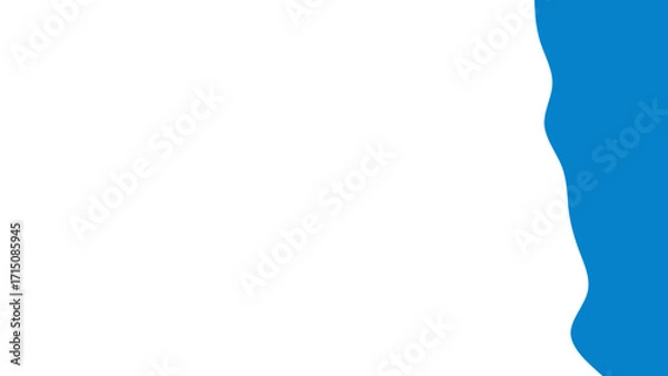Fototapeta Minimalist design with a vibrant blue wavy abstract shape on a crisp white background. Ideal for modern graphics, corporate branding, digital templates, and clean visual projects.