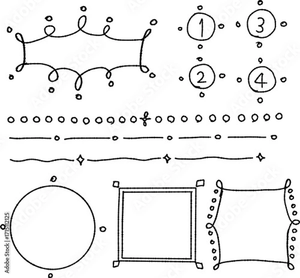 Obraz 手描きのかわいいシンプルな飾り枠とラインのイラスト