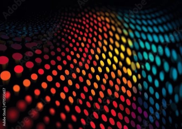 Fototapeta Colorful pattern of dots is displayed in a black background. The dots are of various sizes and colors