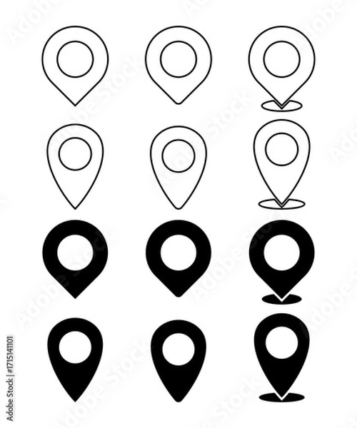 Fototapeta Location pin icon set. Map pointer vector. Navigation marker. Location pointer set. vector eps 