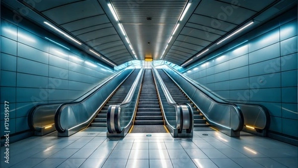 Obraz Escalator subway station, modern architecture
