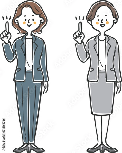 Fototapeta 指差しをするキャリアウーマン　全身　ベクター
