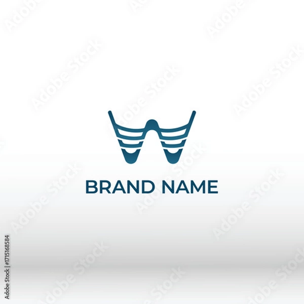 Fototapeta Abstract letter W logo with ribs and arches