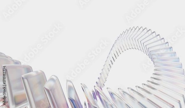 Obraz 3D illustration 4k 8k. Geometric iridescent crystal glass. Modern wallpaper, digital technology. Abstract 3d background with glass dispersion cube shapes and circle effect