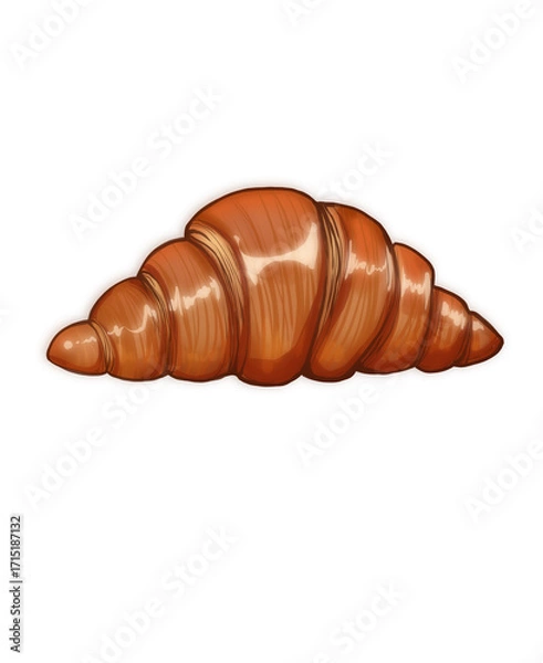 Obraz Cartoon nice croissant on the white background