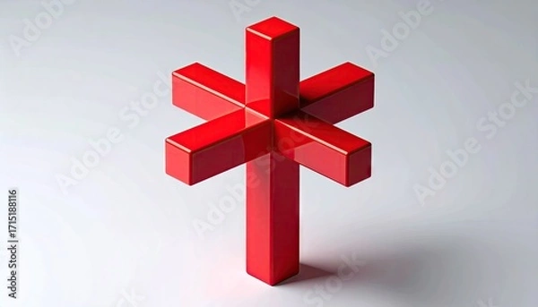 Obraz Red Geometric Cross Abstract 3D Render