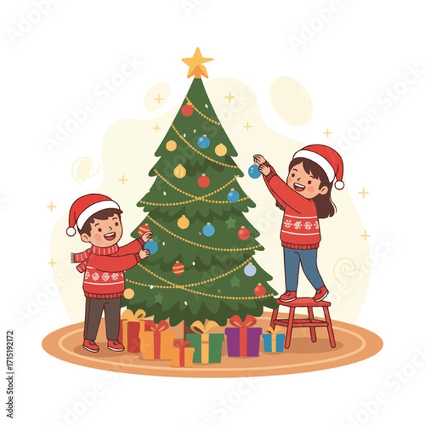 Fototapeta Advent Sunday Isolated Cartoon Vector And Christmas Tree