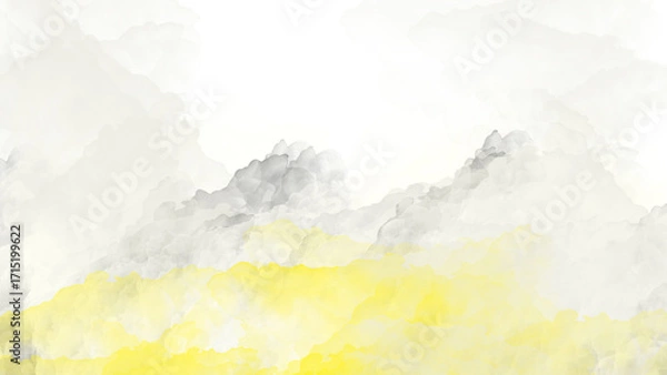 Fototapeta Abstract Watercolor Cloud Effect with Yellow and Grey, Transparent PNG
