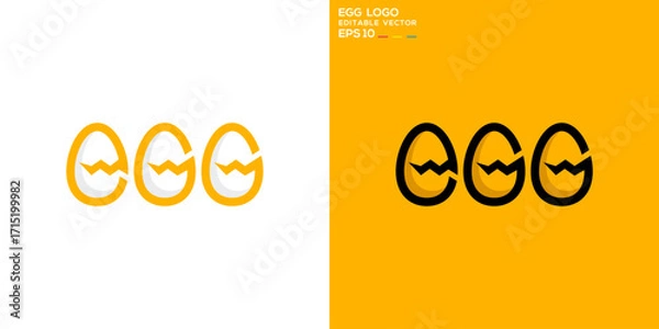 Fototapeta Egg logo. Text, hatching, food, animal. Vector icon symbol template EPS 10.