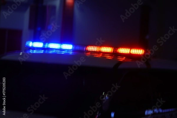Obraz Cop car overhead flashing lights