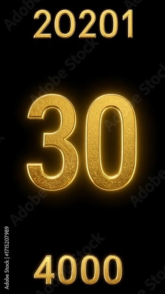 Obraz Gold numbers on black background