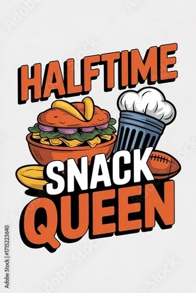 Obraz Halftime Snack Queen Graphic Design with Food and Football