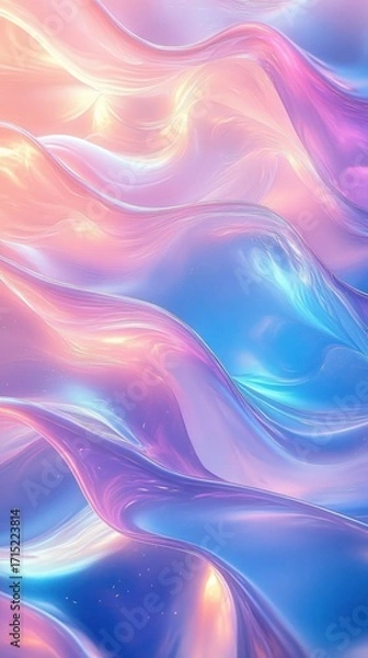 Fototapeta Abstract flowing silky waves with smooth textures in pastel shades of pink, purple, and blue creating a dreamy and calming visual effect