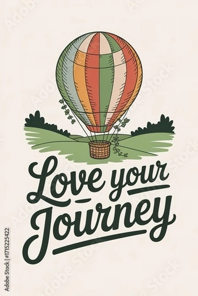 Obraz Hot air balloon illustration with "Love your journey" text on a