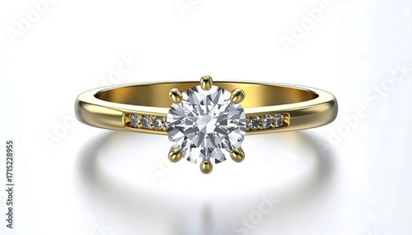 Obraz Gold ring with large center diamond