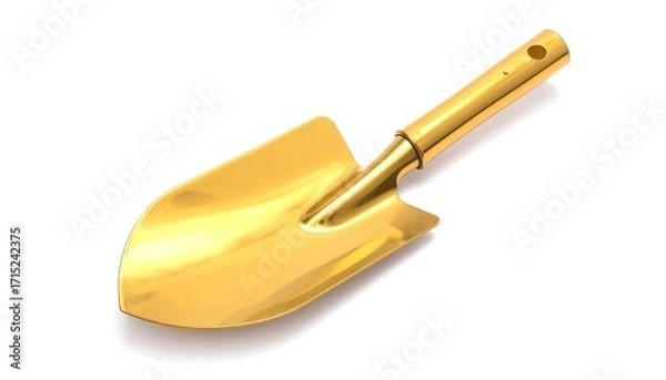 Obraz Gold shovel on white background (1)