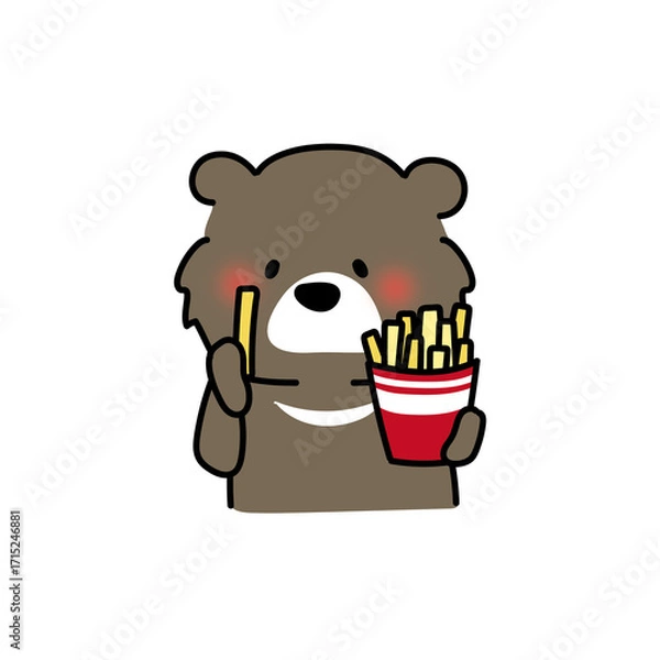 Obraz フライドポテトを食べるクマ