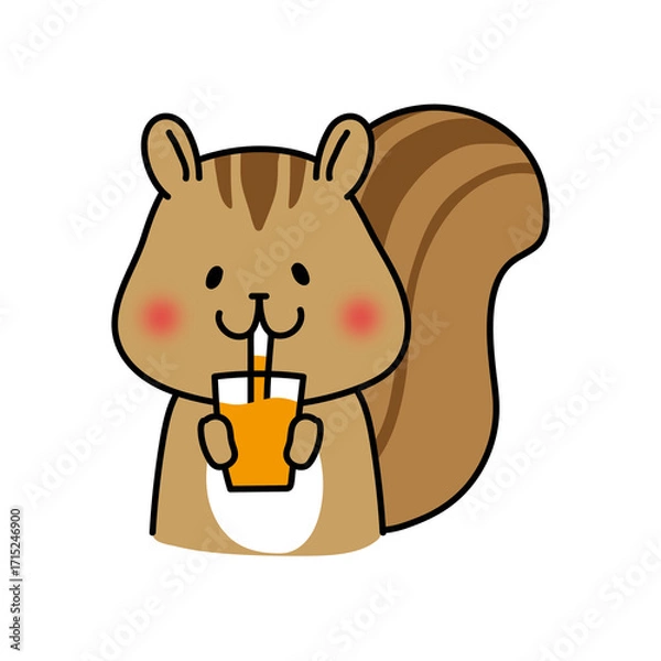 Fototapeta オレンジジュースを飲むリス