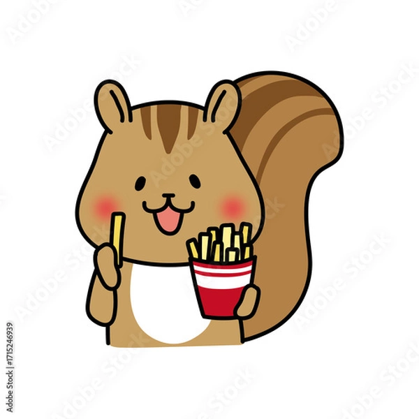 Fototapeta フライドポテトを食べるリス