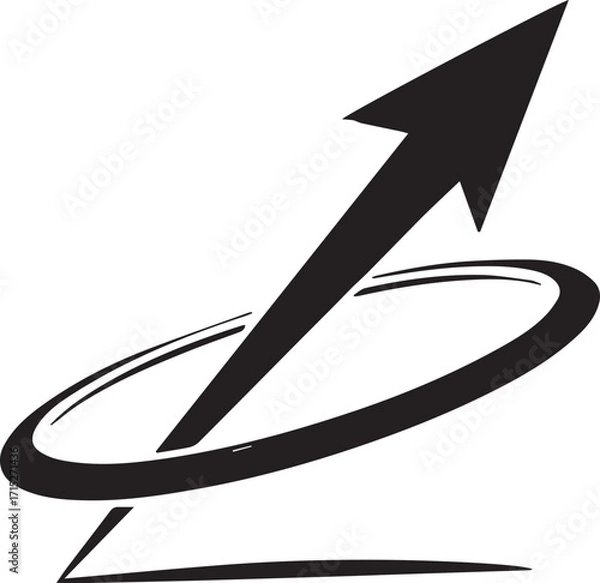Obraz A black, stylized upward-pointing arrow design on a white background. 