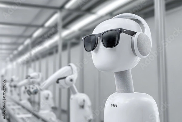 Fototapeta automated workshop efficiently assembles headphones with integrated translation technology