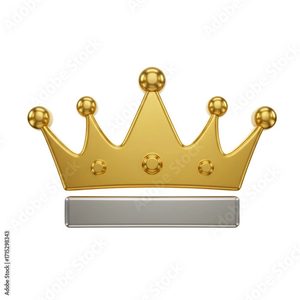 Obraz 3d metallic crown icon in gold and silver, elegant royal design on transparent background