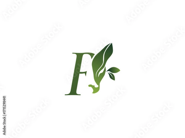 Fototapeta Modern agriculture logo design featuring a cow and plant elements, symbolizing sustainable farming and organic agriculture. Elegant and trendy minimalist style, perfect for farm business,P