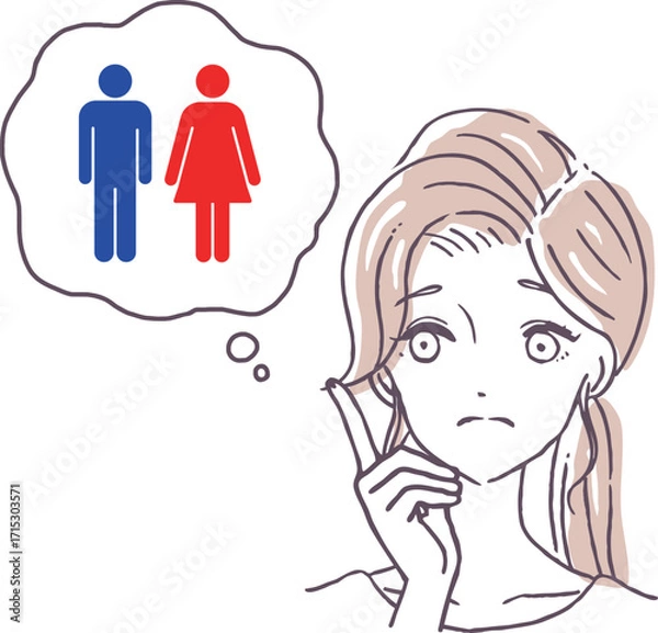 Obraz トイレのことで悩む女性のベクターイラスト素材