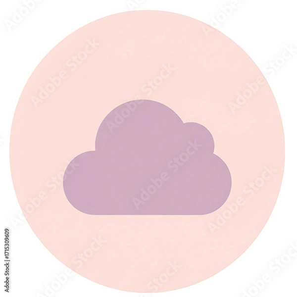Fototapeta Minimalist Cloud Icon on Pink Background Serene Weather Symbol