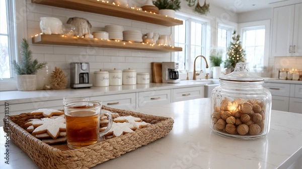 Obraz Cookies, Tea, And Christmas Kitchen Decor