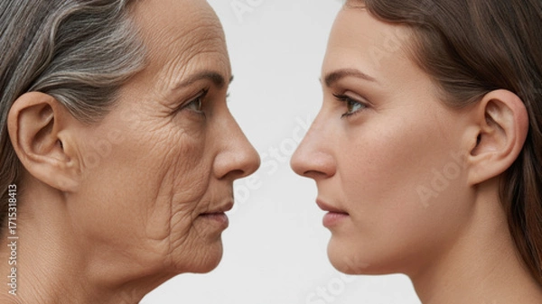 Fototapeta Realistic Aging Profile Comparison