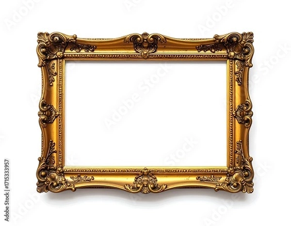Obraz Ornate Golden Picture Frame on White Background