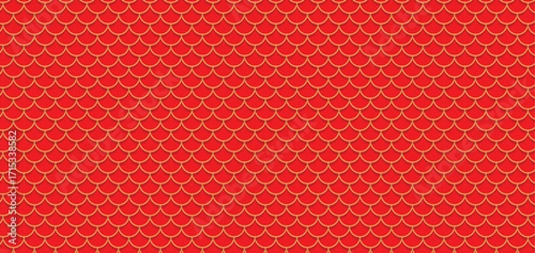 Fototapeta Red gold oval pattern background seamless design