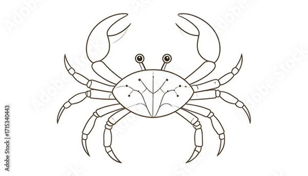 Obraz Outlined crab design for coloring books or educational materials
