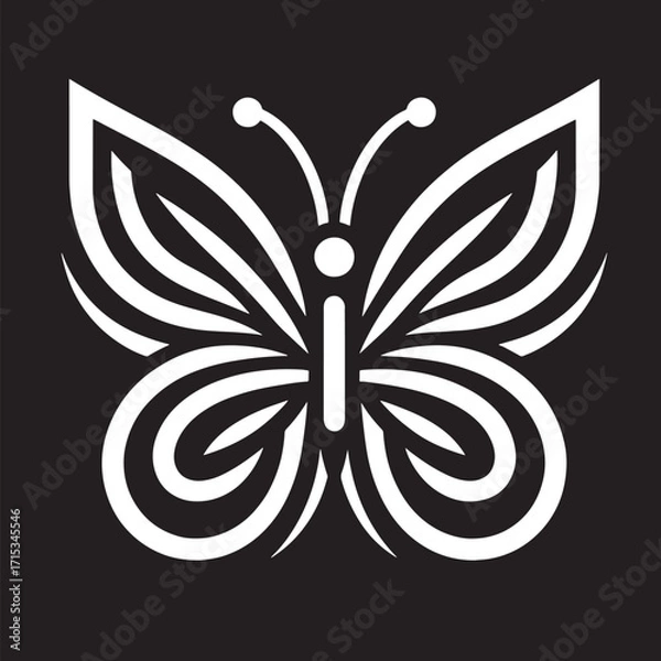 Fototapeta Butterfly icon isolated on black background. Vector Illustration