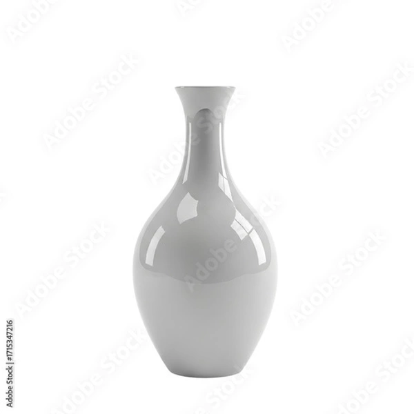 Fototapeta Glossy White Ceramic Vase with Elegant Curved Shape on Black Background graphic design isolated on a transparent background