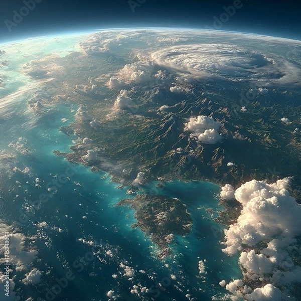 Fototapeta A breathtaking journey from the cosmos down to the heart of Cambodia.