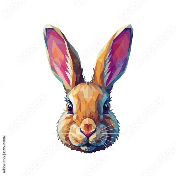 Fototapeta Adorable Geometric Rabbit Illustration A Colorful Portrait