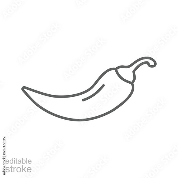 Fototapeta Chilli icon. Simple outline style. Pepper, spicy, chili, hot, jalapeno, spice, chile, paprika, food concept. Thin line symbol. Isolated design editable stroke.